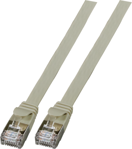 Patch cable with flat cable, RJ45 plug, straight to RJ45 plug, straight, Cat 6A, U/FTP, PVC, 0.25 m, gray