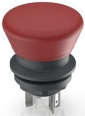 Mushroom pushbutton, 3 pole, red, unlit , 15 mA/10 V, mounting Ø 16.2 mm, IP65/IP67, 1.15.216.003/0300