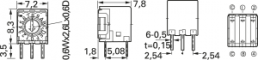 Encoding rotary switches, 16 pole, Hexadecimal-Real, straight, 100 mA/5 VDC, S-7051EC