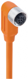 Sensor actuator cable, M12-cable socket, angled to open end, 8 pole, 10 m, PVC, orange, 2 A, 9771