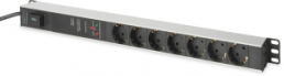 19"-german schuko-style power strip, 7-way, 2 m, 16 A, with surge protection, black, DN-95412