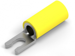 Insulated forked cable lug, 3.0-6.0 mm², AWG 12 to 10, M3.5, yellow