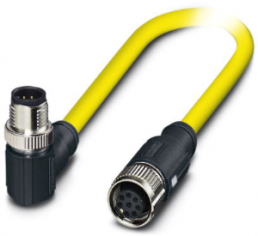 Sensor actuator cable, M12-cable plug, angled to M12-cable socket, straight, 8 pole, 1.5 m, PVC, yellow, 2 A, 1406074
