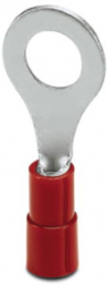 Insulated ring cable lug, 0.5-1.5 mm², AWG 20 to 16, 6.5 mm, M6, red