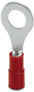 Insulated ring cable lug, 0.5-1.5 mm², AWG 20 to 16, 6.5 mm, M6, red