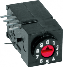 Encoding rotary switches, 4 pole, hexadecimal, straight, 100 mA/60 V AC/DC, 1848.1335