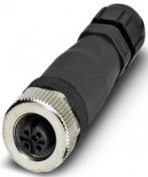 Socket, M12, 4 pole, screw connection, screw locking, straight, 1430381