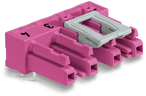 Socket, 4 pole, spring-clamp connection, pink, 770-884/011-000