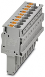 Plug, push-in connection, 0.2-6.0 mm², 9 pole, 32 A, 8 kV, gray, 3212061