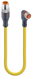 Sensor actuator cable, M12-cable plug, straight to M8-cable socket, angled, 4 pole, 5 m, PUR, yellow, 4 A, 7752