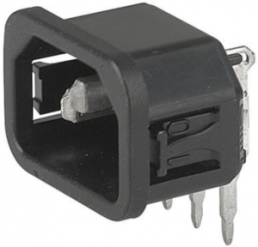 Plug C14, 3 pole, snap-in, PCB connection, black, 6130.5612