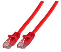 Patch cable, RJ45 plug, straight to RJ45 plug, straight, Cat 5e, U/UTP, LSZH, 0.5 m, red