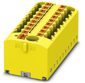 Distribution block, push-in connection, 0.14-4.0 mm², 19 pole, 24 A, 6 kV, yellow, 3273380