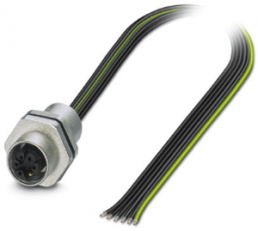 Sensor actuator cable, M12-flange socket, straight to open end, 6 pole, 0.2 m, 8 A, 1415301