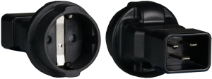 Power adapter IEC C20 to Schuko socket, black