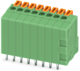 PCB terminal, 8 pole, pitch 2.54 mm, AWG 26-20, 6 A, spring-clamp connection, green, 1789472