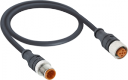 Sensor actuator cable, M12-cable plug, straight to M12-cable socket, straight, 5 pole, 5 m, PVC, black, 4 A, 1210 1200 05 003 5M