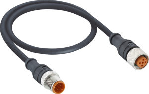 Sensor actuator cable, M12-cable plug, straight to M12-cable socket, straight, 4 pole, 2 m, PVC, black, 4 A, 1210 1200 04 002 2M