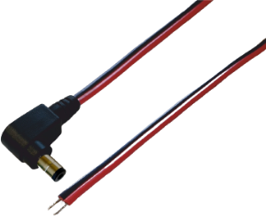 DC connection cable, Plug 2.5 x 5.5 mm, angled, open end, red/black, 075903