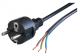 Connection cable, Europe, Plug Type E + F, straight on open end, H05VV-F3G0.75mm², black, 1.5 m