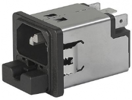 IEC plug C14, 50 to 60 Hz, 6 A, 250 VAC, 1.6 W, 700 µH, faston plug 6.3 mm, 5220.0643.1