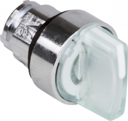 Selector switch, latching, waistband round, white, front ring silver, 3 x 45°, mounting Ø 22 mm, ZB4BK1313