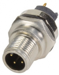 Panel plug, M12, 4 pole, solder connection, screw lock/push-pull, straight, 21033211431