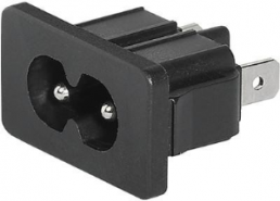 Plug C8, 2 pole, snap-in, plug-in connection, black, 4300.0105