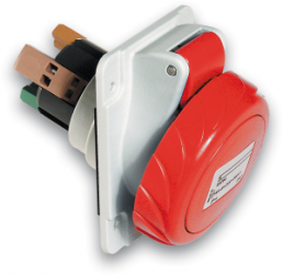CEE surface-mounted socket, 3 pole, 32 A/380-415 V, red, IP67, PKY32F733