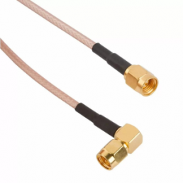 Coaxial Cable, SMA plug (angled) to SMA plug (straight), 50 Ω, RG-316, grommet black, 1 m, 135103-03-M1.00