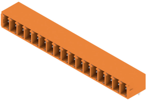 Pin header, 17 pole, pitch 3.81 mm, angled, orange, 1942220000