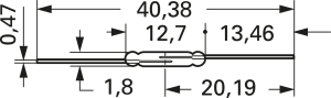 Reed switche, THT, 1 Form A (N/O), 10 W, 200 V (DC), 0.5 A, MDSR-7-10-15