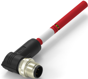 Sensor actuator cable, M12-cable plug, angled to open end, 4 pole, 0.5 m, PVC, red, 4 A, TAA542B1411-001