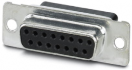 D-Sub socket, 15 pole, standard, equipped, straight, crimp connection, 1688942