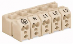Terminal block, 4 pole, 2.5 mm², clamping points: 16, white, push-in wire connection, 18 A