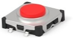 Short-stroke pushbutton, Form A (N/O), 50 mA/24 VDC, unlit , actuator (red, L 0.8 mm), 2.54 N, SMD