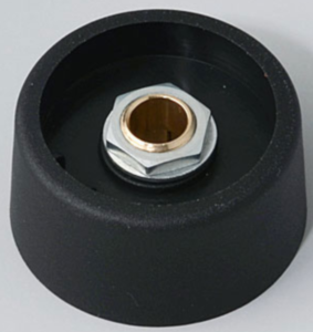 Rotary knob, 6.35 mm, plastic, black, Ø 31 mm, H 16 mm, A3131639