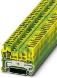 Protective conductor terminal, spring-cage/plug-in connection, 0.08-4.0 mm², 2 pole, 6 kV, yellow/green, 3040025