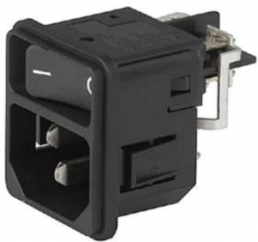 Plug C14, 3 pole, snap-in, plug-in connection, black, DC11.0001.401