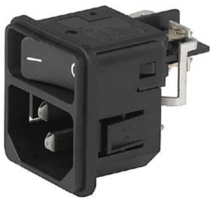 Plug C14, 3 pole, snap-in, plug-in connection, black, DC11.0001.201