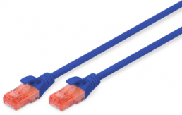 Patch cable, RJ45 plug, straight to RJ45 plug, straight, Cat 6, U/UTP, PVC, 2 m, blue