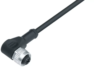 Sensor actuator cable, M12-cable socket, angled to open end, 5 pole, 2 m, PUR, black, 4 A, 77 3434 0000 50005 0200