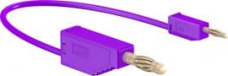 Measuring lead with (2 mm plug, spring-loaded, straight) to (4 mm plug, spring-loaded, straight), 600 mm, purple, PVC, 0.5 mm², CAT O