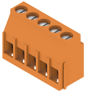 PCB terminal, 5 pole, pitch 5.08 mm, AWG 26-12, 20 A, clamping bracket, orange, 1001860000