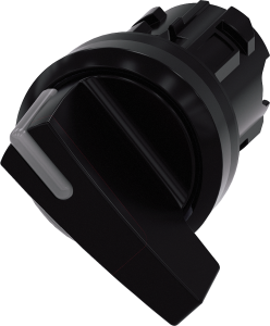 Toggle switch, illuminable, latching, waistband round, black, front ring black, 90°, mounting Ø 22.3 mm, 3SU1002-2CF10-0AA0