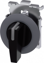Toggle switch, illuminable, latching, waistband round, black, front ring gray, 2 x 45°, mounting Ø 30.5 mm, 3SU1062-2EL10-0AA0