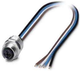 Sensor actuator cable, M12-flange socket, straight to open end, 4 pole, 0.5 m, 12 A, 1424138