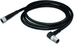 Sensor actuator cable, M8-cable socket, straight to M8-cable plug, angled, 3 pole, 0.5 m, PUR, black, 4 A, 756-5202/030-005