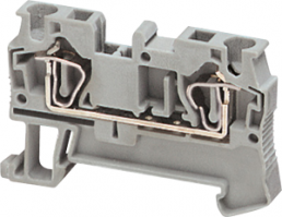 Terminal block, 2 pole, 0.2-4.0 mm², clamping points: 2, gray, spring balancer connection, 32 A