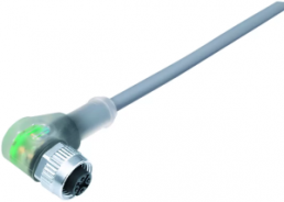 Sensor actuator cable, M12-cable socket, angled to open end, 3 pole, 2 m, PVC, gray, 4 A, 77 3634 0000 20003-0200